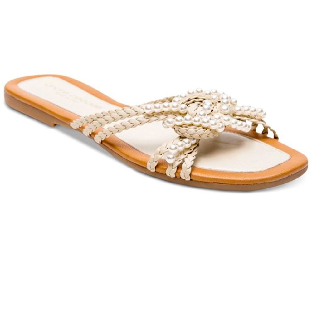 Tan Nolana Braided Faux Leather and Pearl